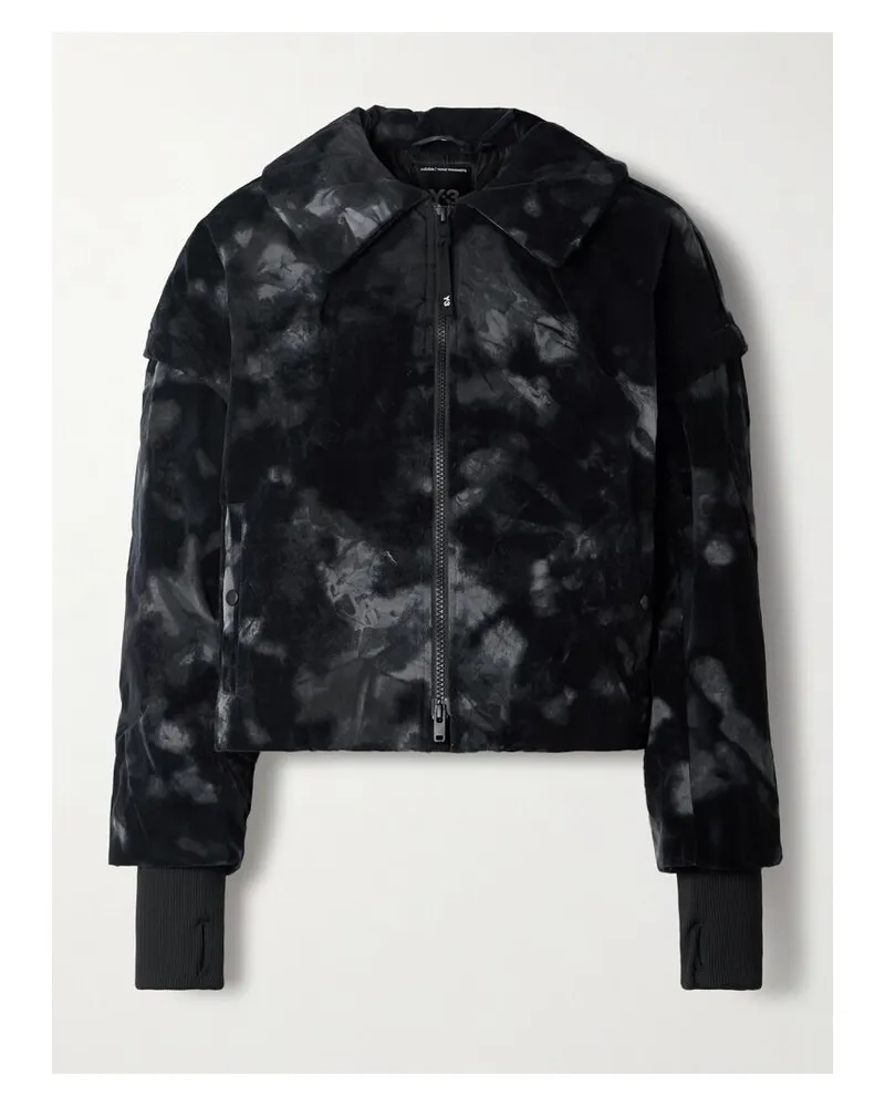 adidas Y-3 Verkürzte, Wattierte Jacke Aus Beflocktem Shell - Schwarz Schwarz