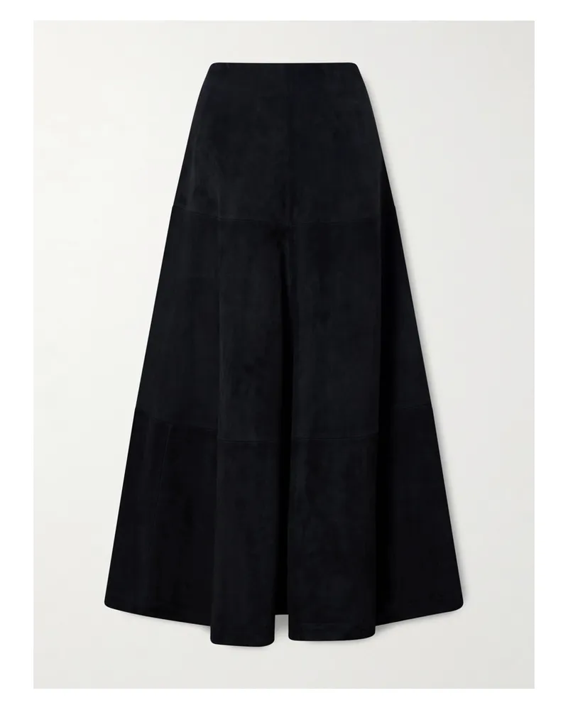 Altuzarra Varda Paneled Suede Midi Skirt - Blue Blue