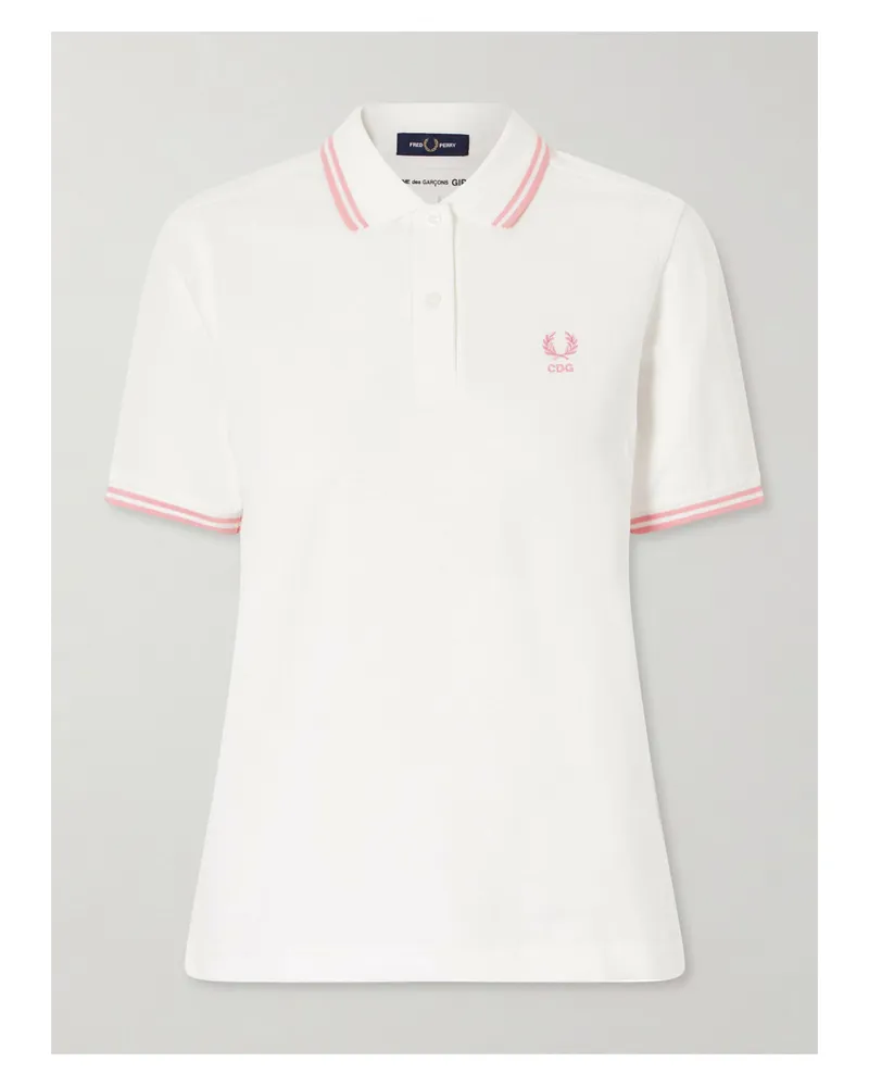 Comme des Garçons Logo-embroidered Cotton Polo Shirt - White White