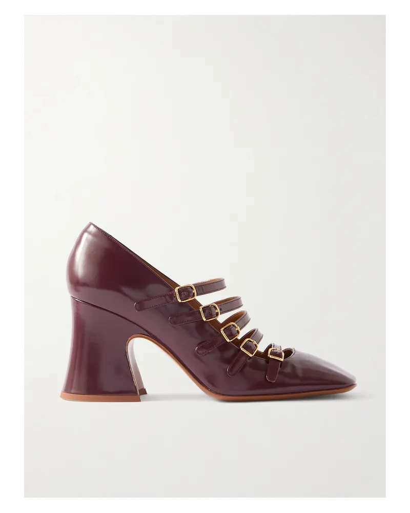 Chloé Janis Mary-jane-pumps Aus Glanzleder Mit Schnallen - Burgunder Burgunder