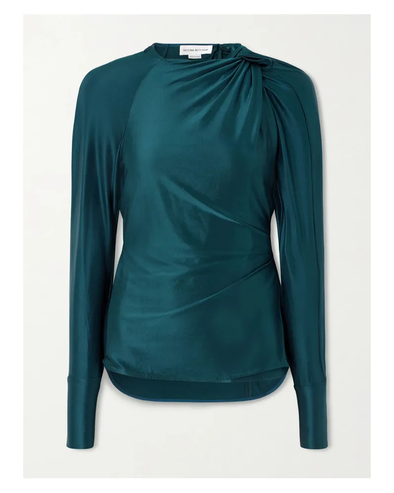 Victoria Beckham Twisted Satin Top - Blue Blue
