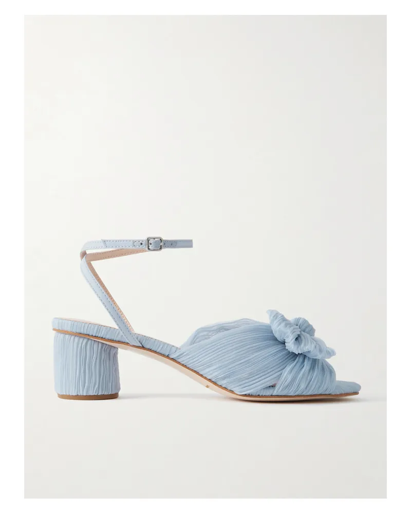 Loeffler Randall Dahlia Bow-embellished Plissé-organza Sandals - Blue Blue