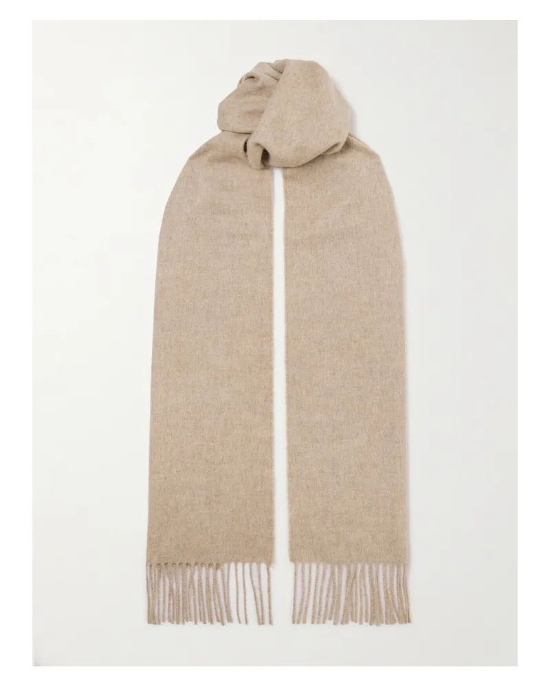 Johnstons of Elgin Fringed Cashmere Scarf - Neutrals Neutrals