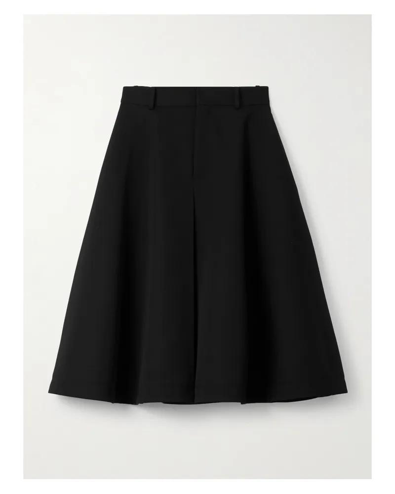 Bottega Veneta Grain De Poudre Wool Midi Skirt - Black Black
