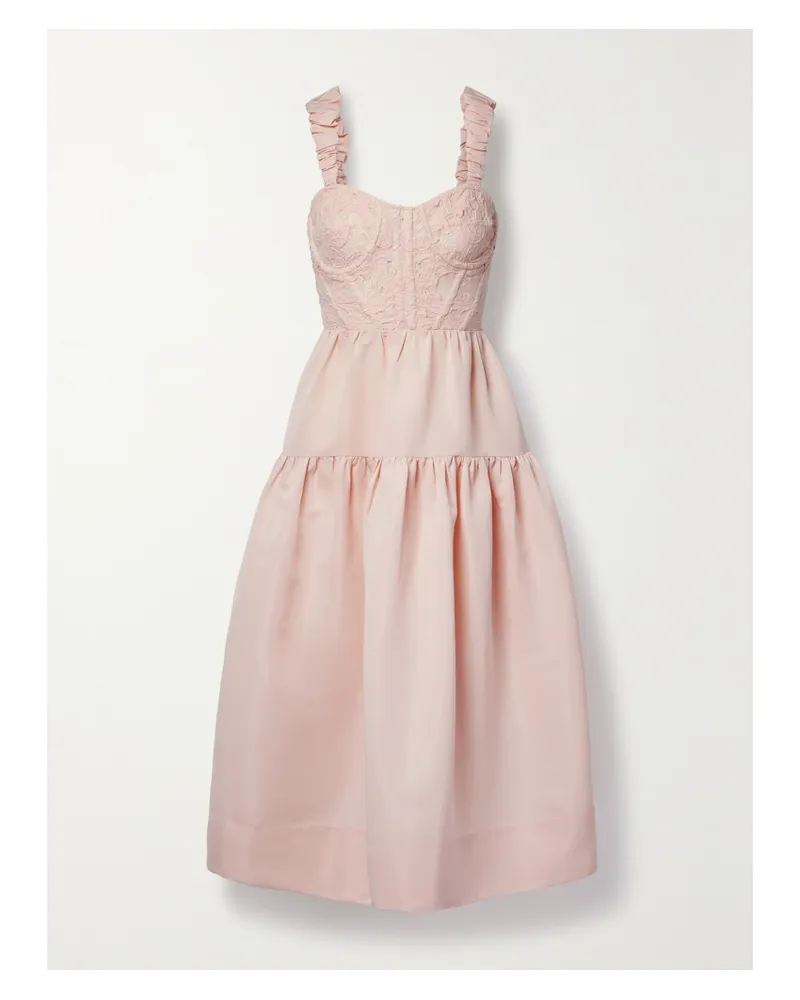 Sea Evita Midikleid Aus Taft Mit Stickereien - Pink Pink