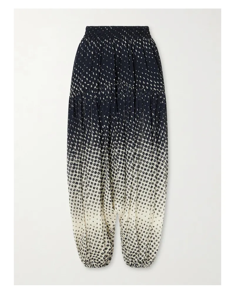 Christopher John Rogers Halftone Polka-dot Chiffon Tapered Pants - Black Black