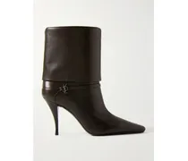 Niki Embellished Leather Ankle Boots - Brown