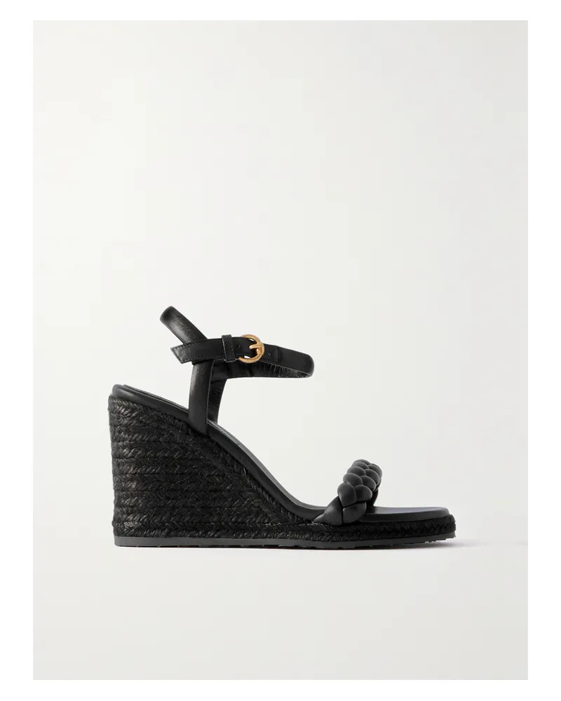 Gianvito Rossi Cruz 85 Espadrille-wedges Aus Geflochtenem Leder - Schwarz Schwarz