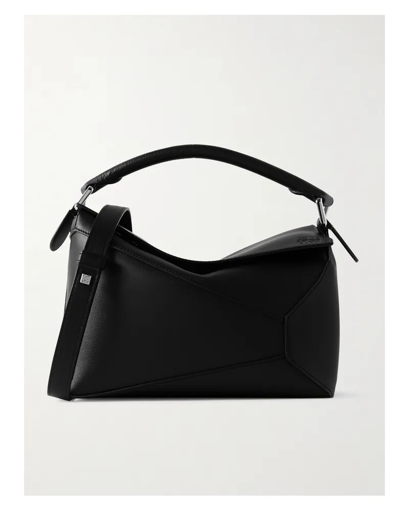 Loewe Puzzle Edge Small Textured-leather Shoulder Bag - Black Black