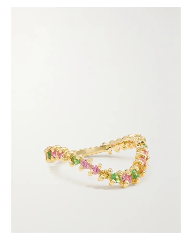 Yvonne Léon Alliance Vague Ring Aus 18 Karat Gold Mit Saphiren Und Tsavoriten Gold