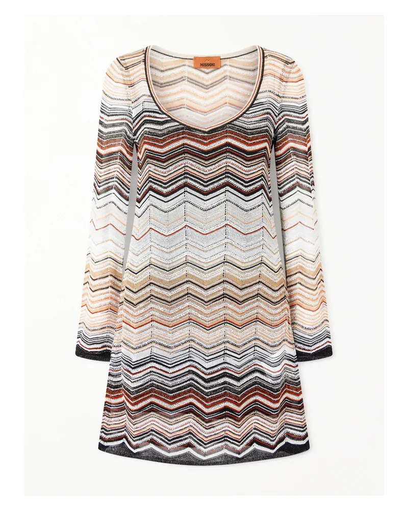 Missoni Mare Minikleid Aus Gestreiftem Metallic-häkelstrick Mit Pailletten Metallic