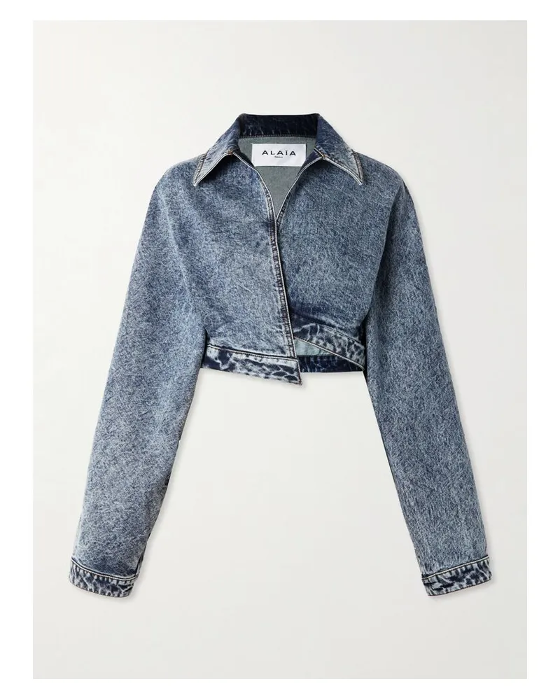 Alaïa Verkürzte Asymmetrische Jeansjacke - Blau Blau