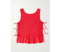 Tanktop Aus Biobaumwollpopeline Mit Raffungen Zum Binden - Rot