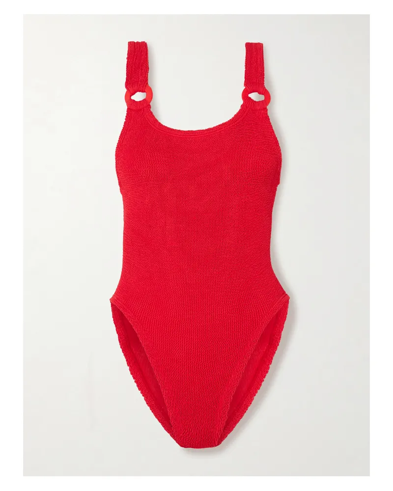 Hunza G Domino Badeanzug Aus Seersucker - Rot Rot