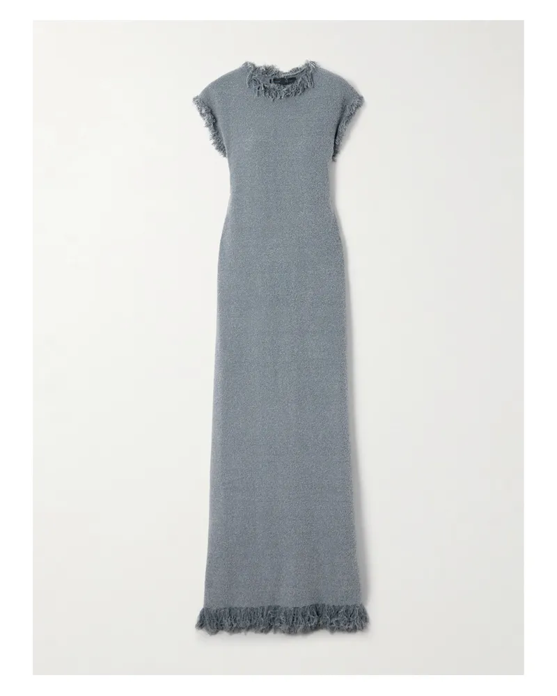 Proenza Schouler Toni Maxikleid Aus Bouclé Mit Cut-out Und Fransen - Grau Grau