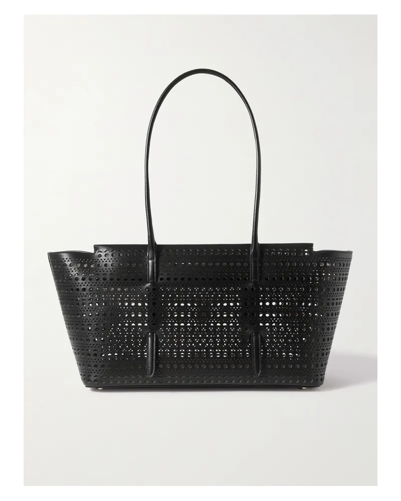 Alaïa New Mina 32 Schultertasche Aus Lasergeschnittenem Leder - Schwarz Schwarz