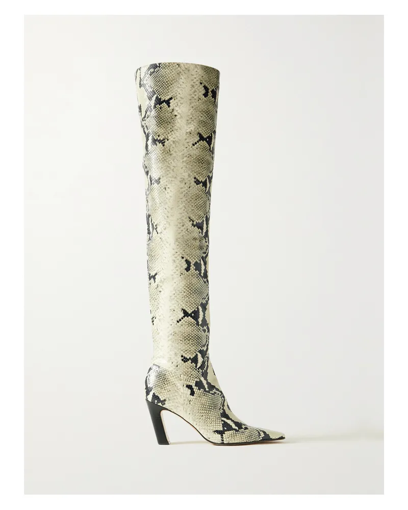 KHAITE Marfa Overknees Aus Leder Mit Schlangeneffekt - Neutral Neutral