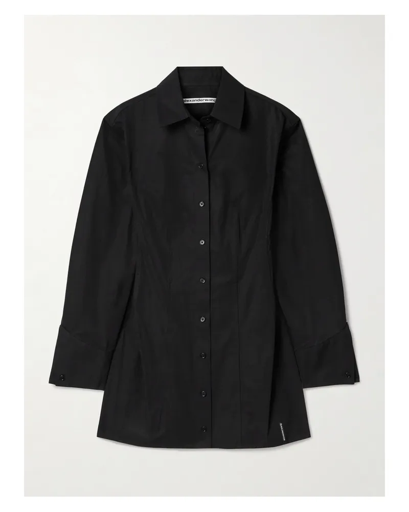 Alexander Wang Mini-hemdblusenkleid Aus Baumwollpopeline - Schwarz Schwarz