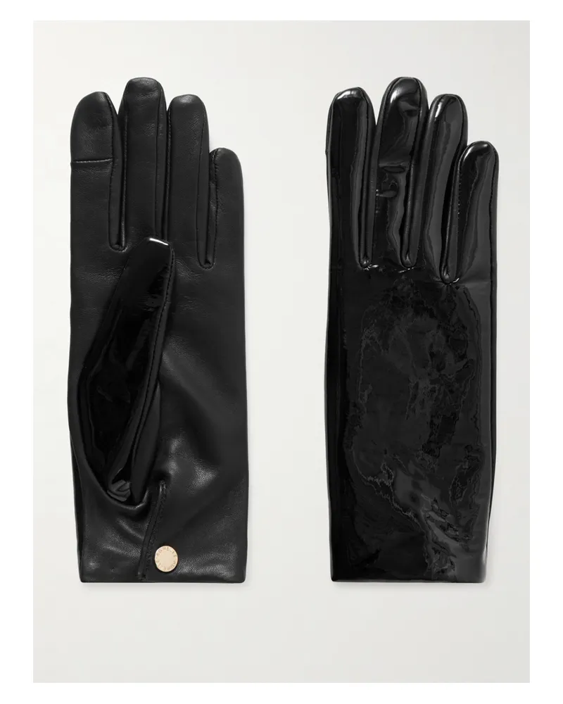 Agnelle Funky Matte And Patent-leather Gloves - Black Black
