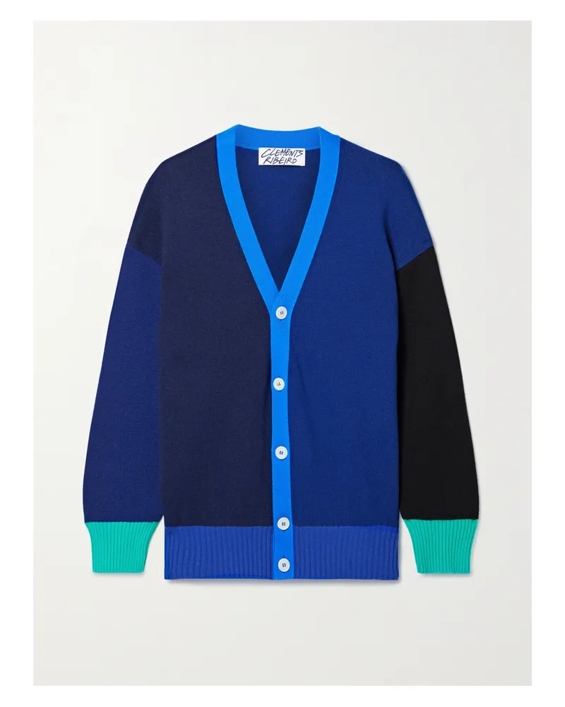 Clements Ribeiro Bookish Cardigan Aus Kaschmir In Colour-block-optik - Blau Blau