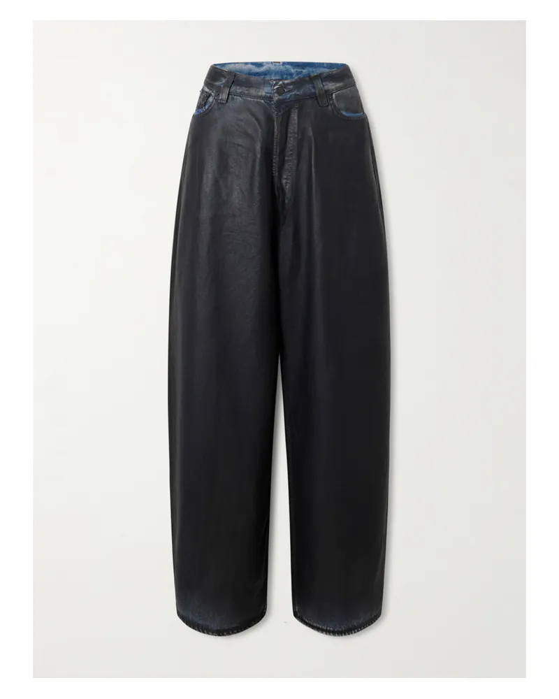 Acne Studios 2023 Beschichtete Jeans Mit Weitem Bein - Schwarz Schwarz