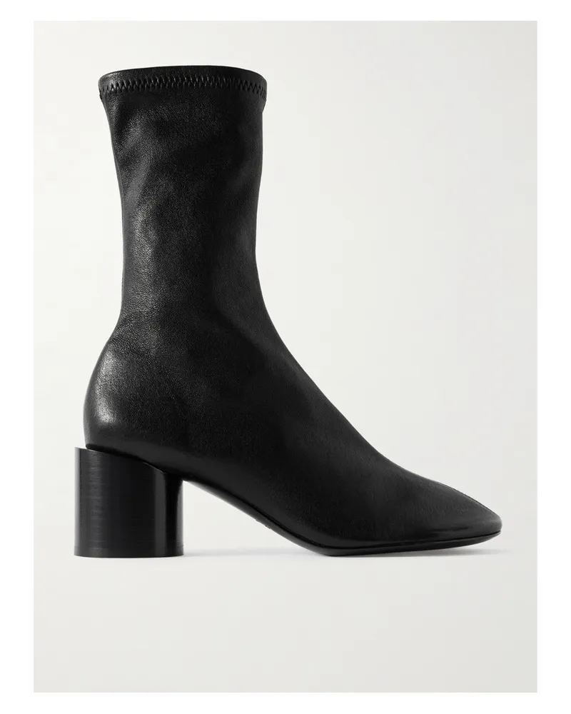 Jil Sander Sock Boots Aus Strukturiertem Leder - Schwarz Schwarz