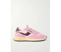 Reelwind Leather-trimmed Suede And Shell Sneakers - Pink