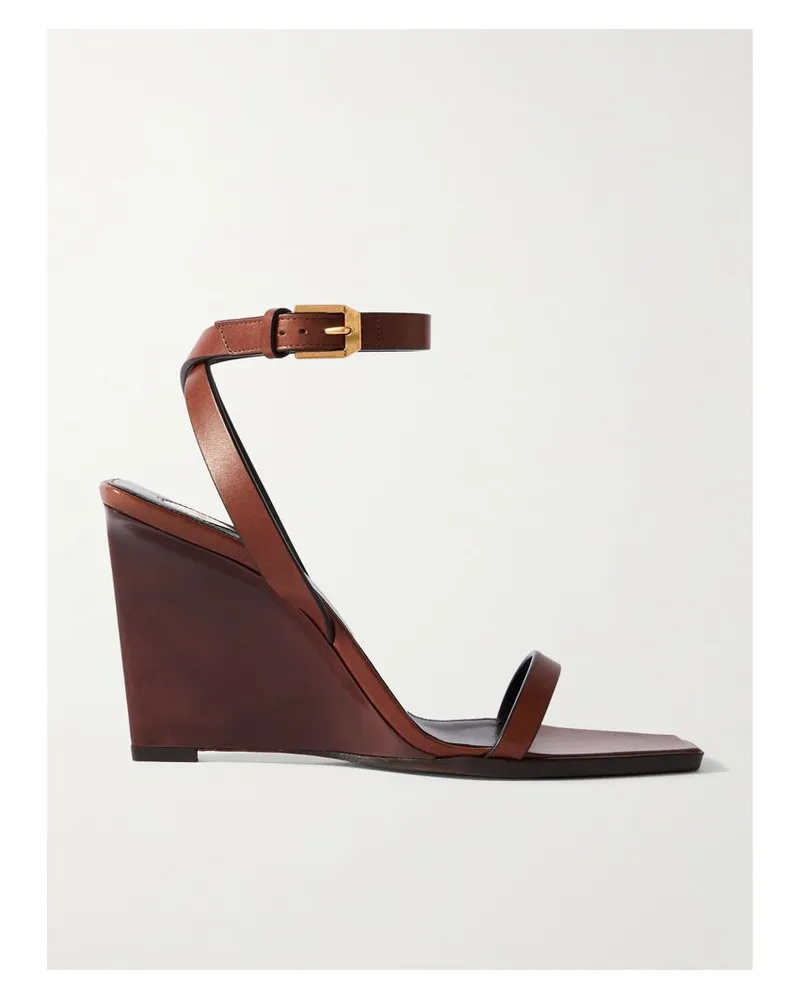 Saint Laurent May Wedges Aus Leder - Braun Braun