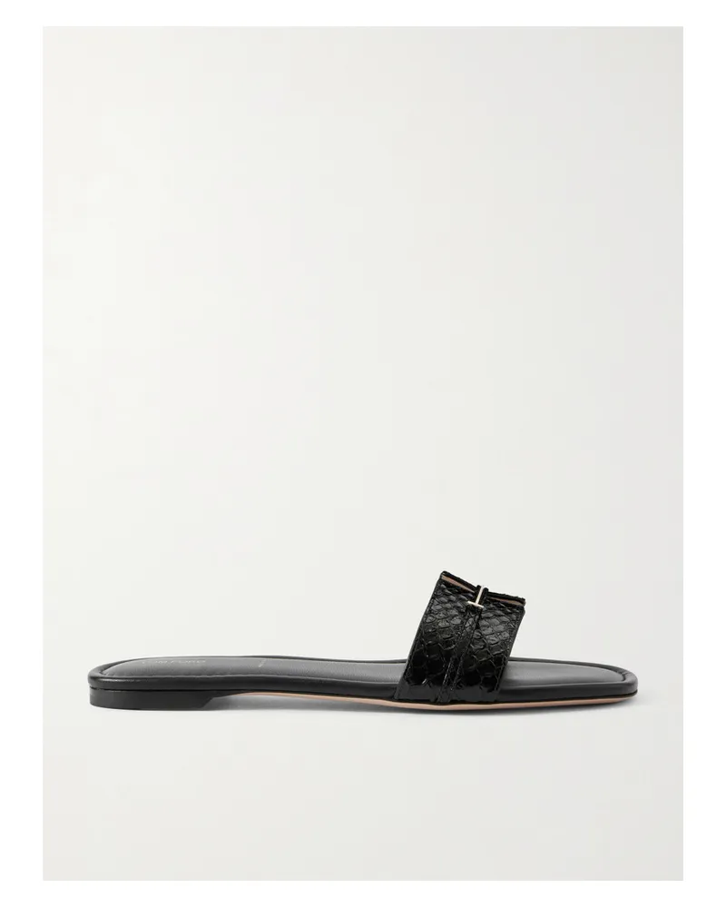 Tom Ford Pantoletten Aus Leder Mit Schlangeneffekt Und Verzierungen - Schwarz Schwarz