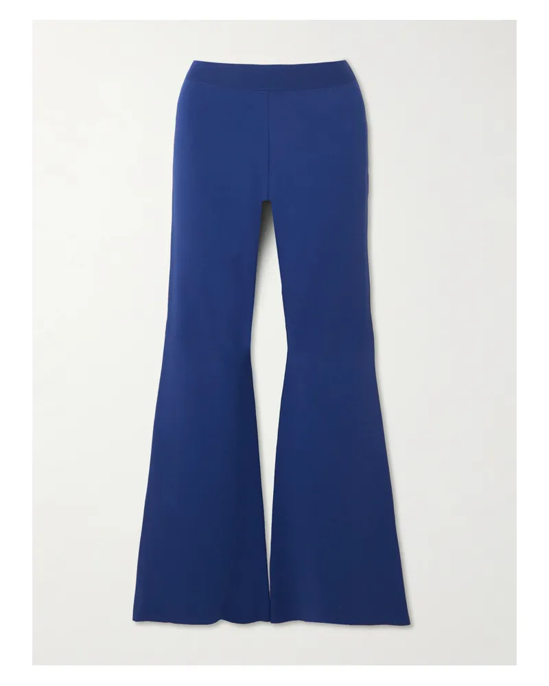 Stella McCartney Verkürzte Schlaghose Aus Stretch-strick - Blau Blau
