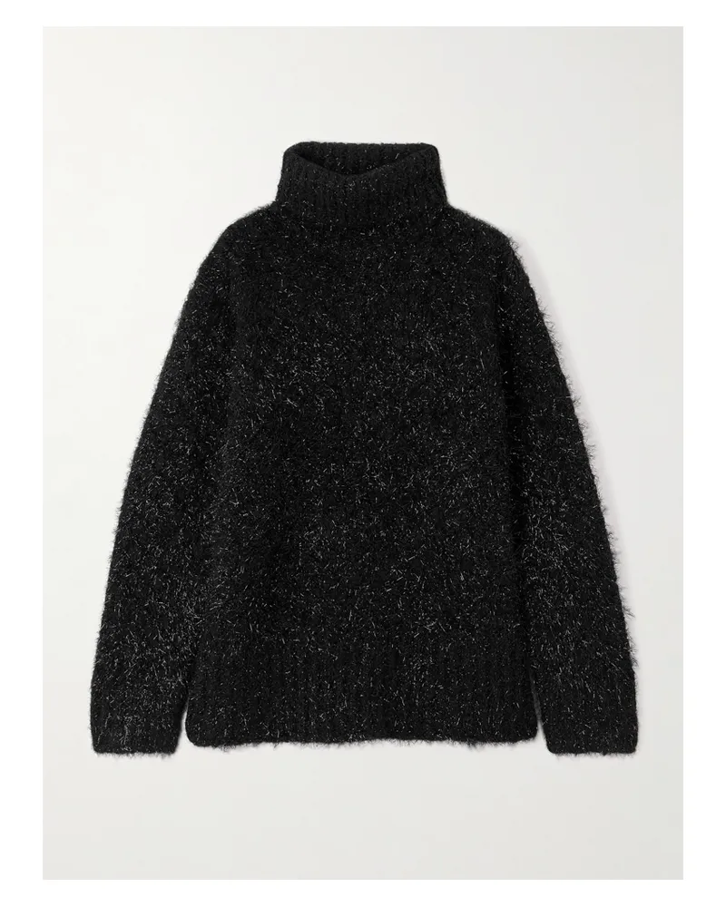 Dries van Noten Metallic Wool-blend Turtleneck Sweater - Black Black