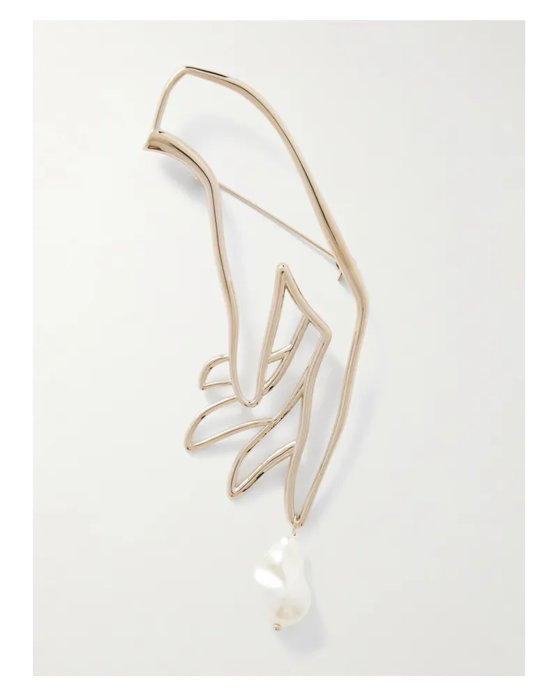 Erdem Hand Goldfarbene Brosche Mit Barockperle Gold