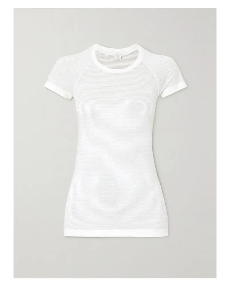 LULULEMON Swiftly Tech 2.0 T-shirt Aus Gestreiftem Stretch-material - Weiß Weiß