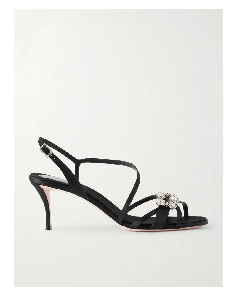 Roger Vivier Efflorescence Crystal-embellished Satin Sandals - Black Black