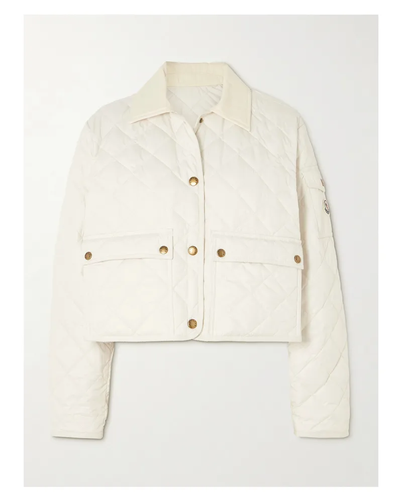 Moncler Chitre Cropped Cotton-canvas Trimmed Padded Quilted Shell Jacket - Neutrals Neutrals