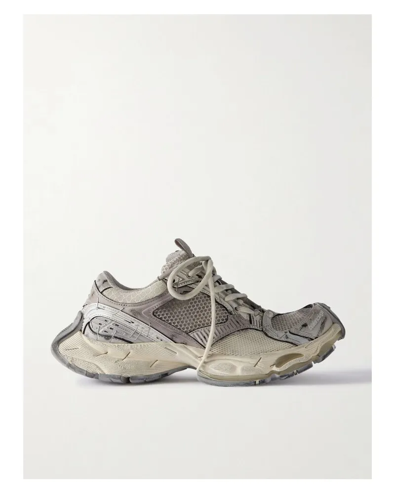 Balenciaga Stapler Sneakers Aus Mesh Und Gummi In Distressed-optik - Neutral Neutral