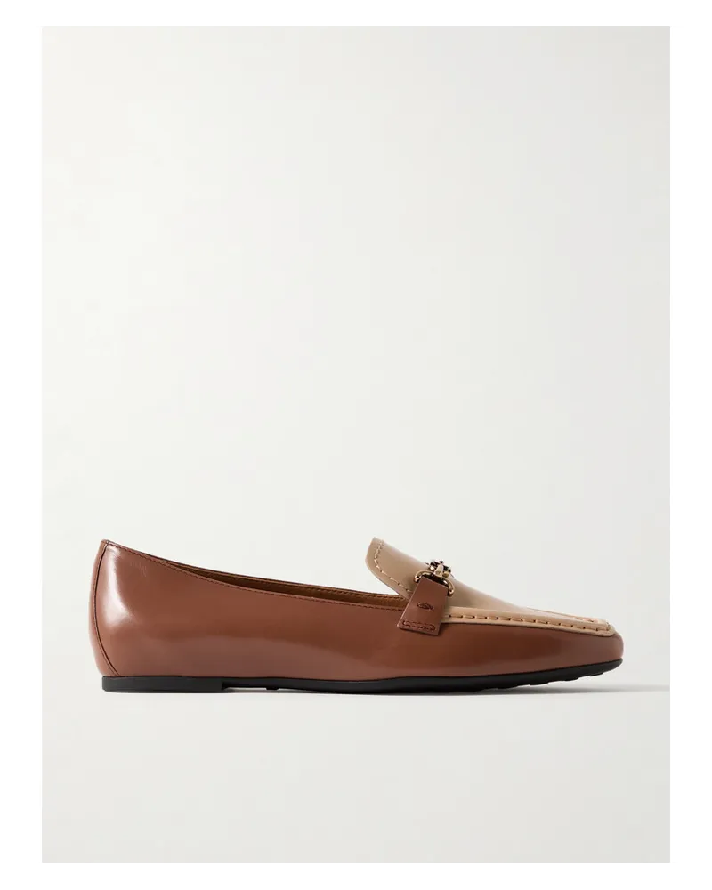 TOD'S Gomma Zweifarbige Loafers aus Leder Braun