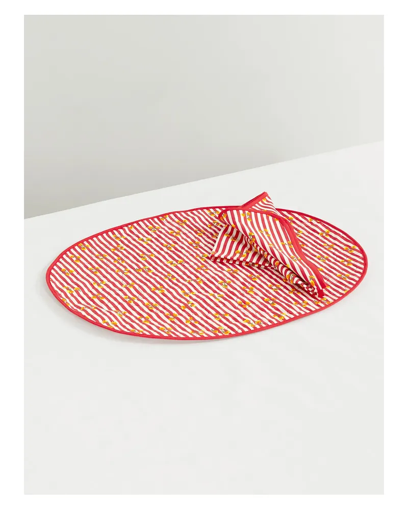Loretta Caponi Platzset Und Serviette Aus Bedruckter Baumwolle - Rot Rot