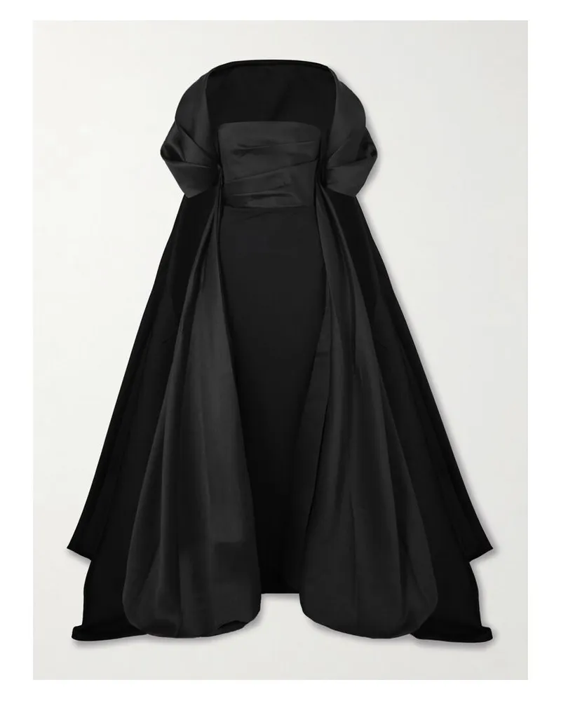Solace London Robe Aus Crêpe Und Glänzendem Twill - Schwarz Schwarz