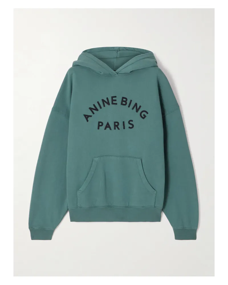 Anine Bing Harvey Hoodie Aus Baumwollfleece Mit Applikation - Grün Grün