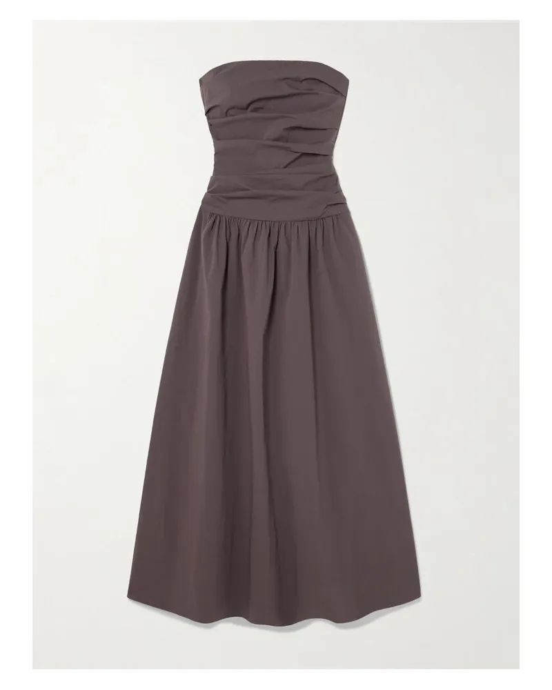 St. Agni Trägerloses Maxikleid Aus Einer Baumwollmischung In Knitteroptik Zum Binden - Lila Lila