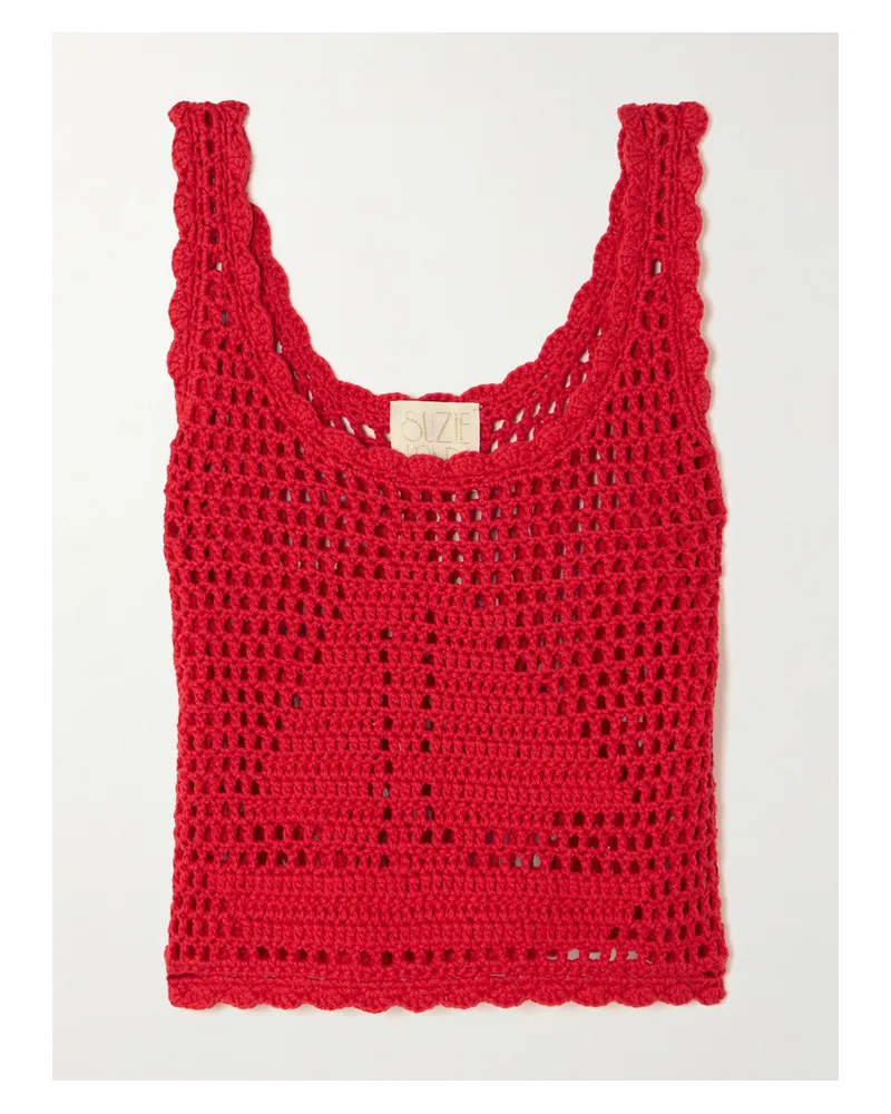 Suzie Kondi Chania Tanktop aus Gehäkelter Baumwolle Rot