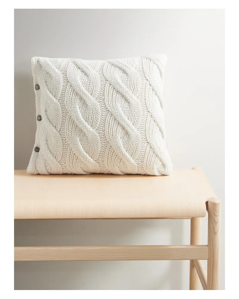 Brunello Cucinelli Kissen Aus Kaschmir In Zopfstrick - Wollweiß Wollweiß