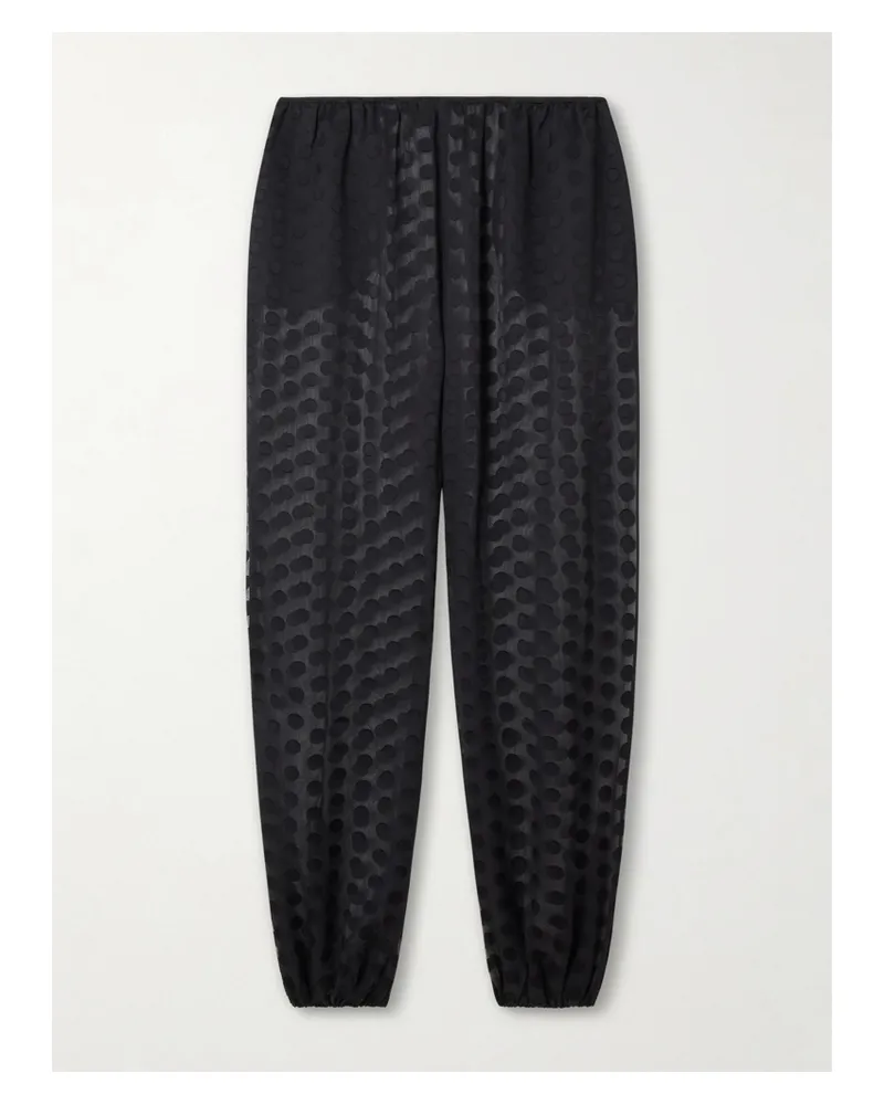 FRANKIE Shop Orissa Polka-dot Chiffon Tapered Pants - Black Black