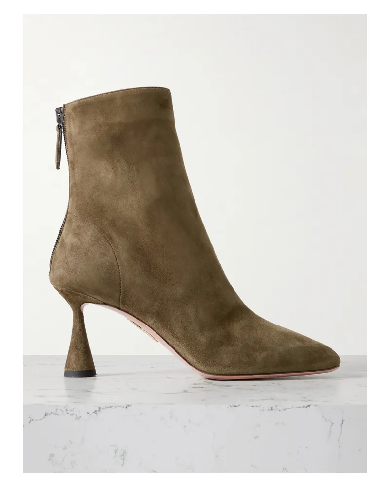 Aquazzura Amore 75 Ankle Boots Aus Veloursleder - Grün Grün