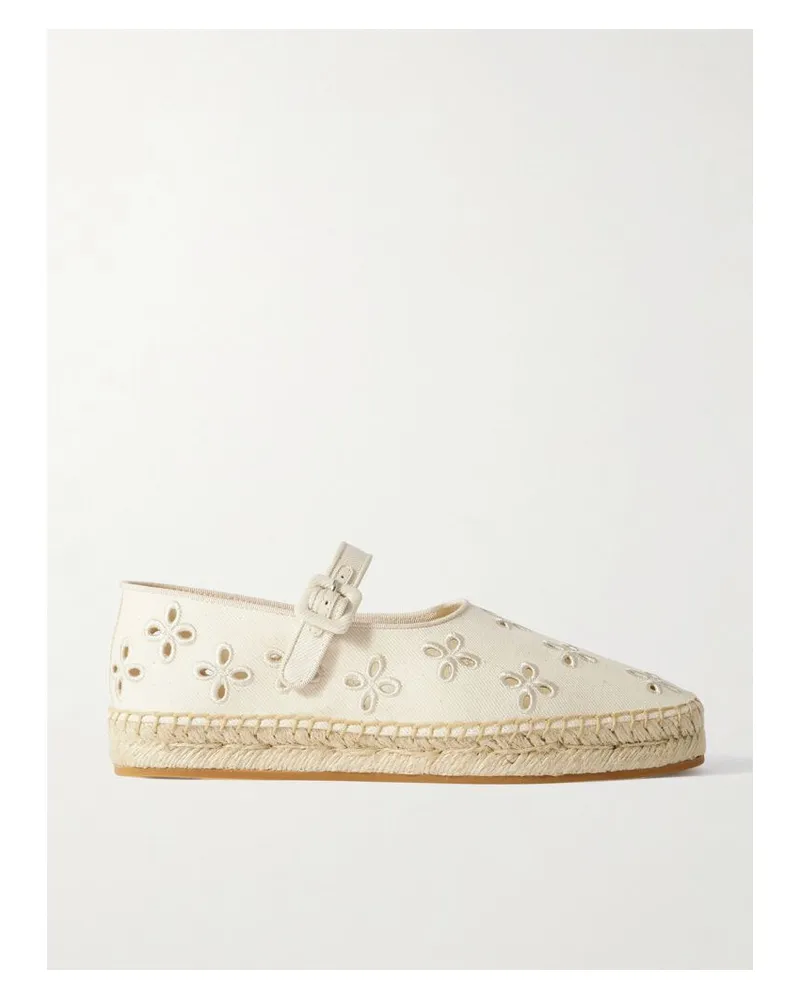 Loeffler Randall Clover Espadrilles Aus Canvas Mit Lochstickerei Und Ripsbandbesatz - Creme Creme