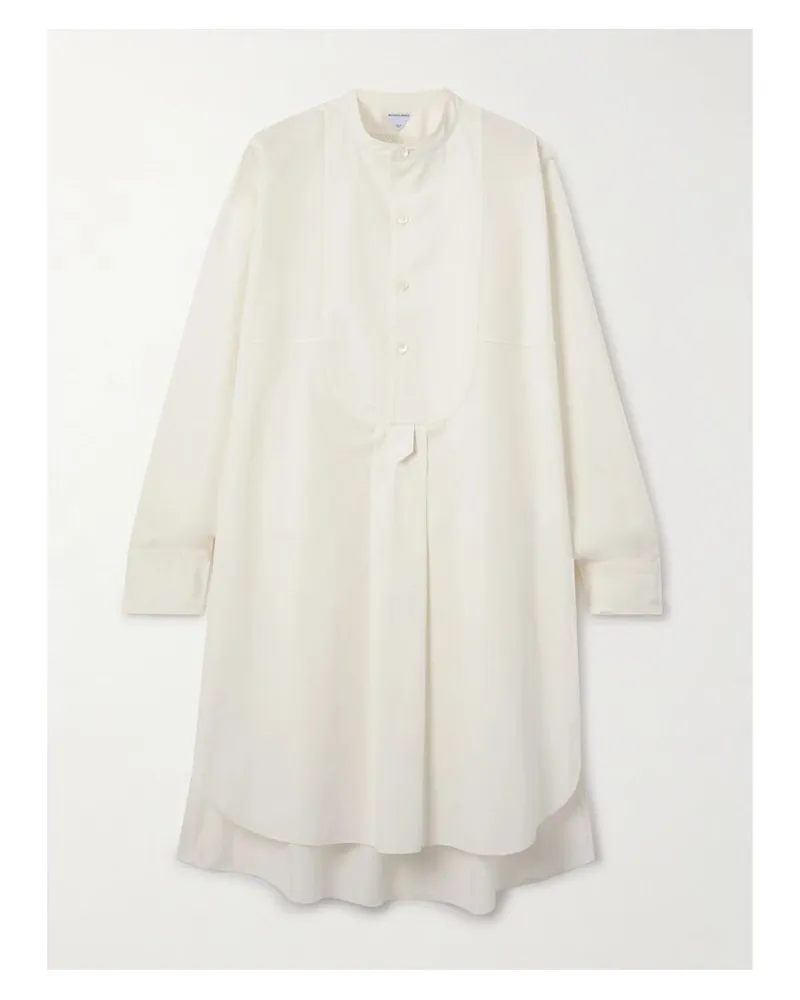 Bottega Veneta Asymmetrisches Midikleid Aus Popeline Aus Einer Baumwollmischung Mit Falten - Wollweiß Wollweiß