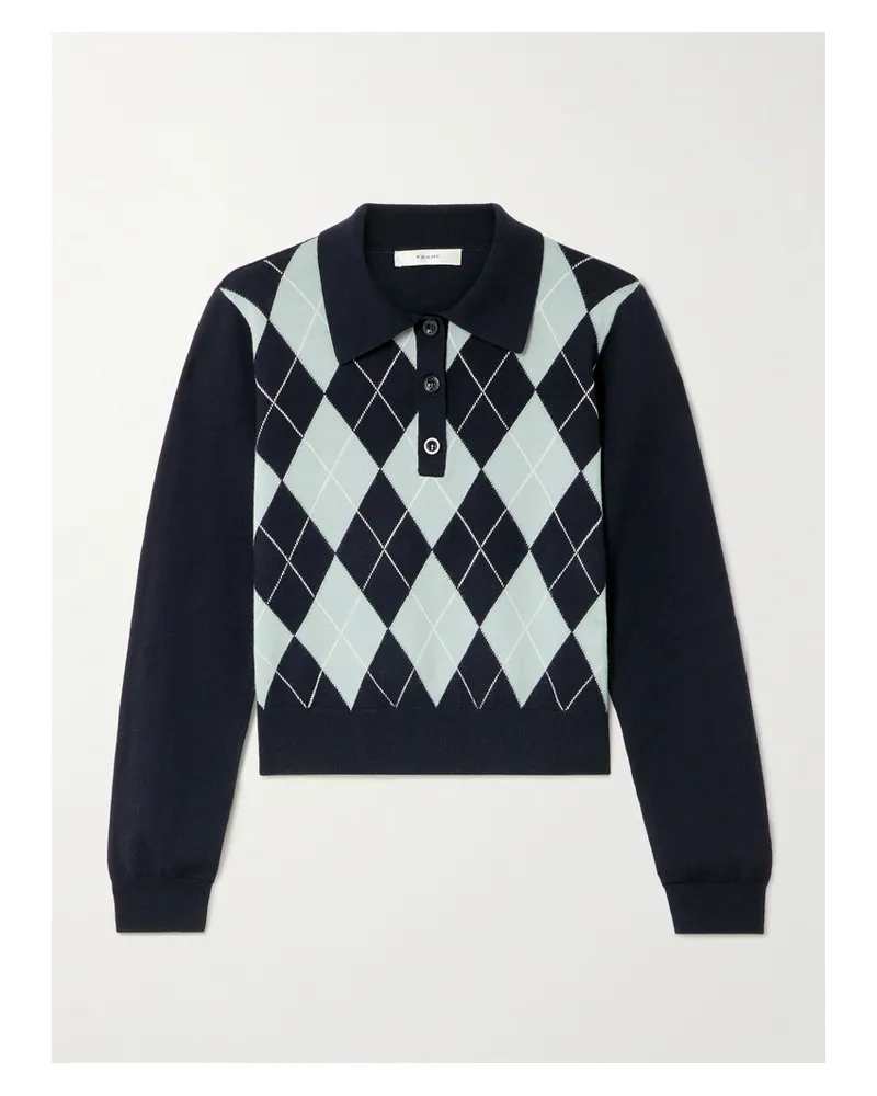 Frame Denim Argyle Pullover Aus Merinowolle Mit Polokragen - Blau Blau