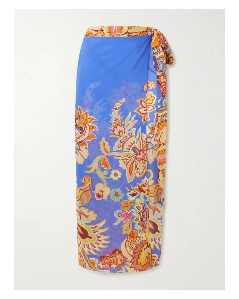 Etro Pareo Aus Bedrucktem Voile Aus Einer Baumwoll-seidenmischung - Blau Blau