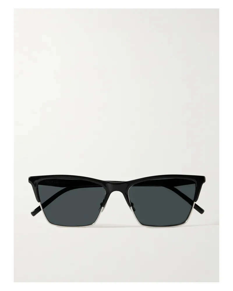 Saint Laurent D-frame Acetate And Silver-tone Sunglasses - Black Black